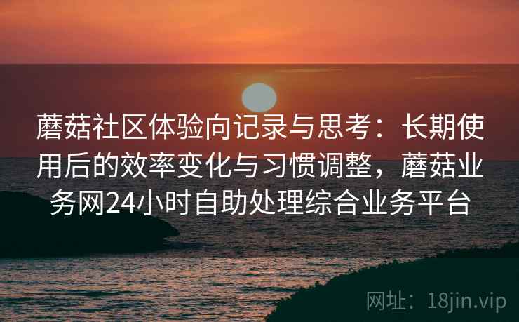 蘑菇社区体验向记录与思考：长期使用后的效率变化与习惯调整，蘑菇业务网24小时自助处理综合业务平台