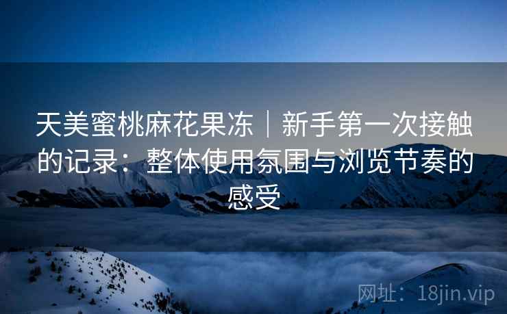 天美蜜桃麻花果冻｜新手第一次接触的记录：整体使用氛围与浏览节奏的感受